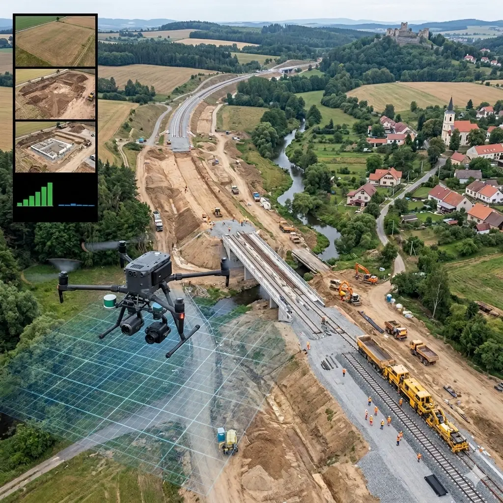 Pravidelné měření stavby dronem — sledování postupu